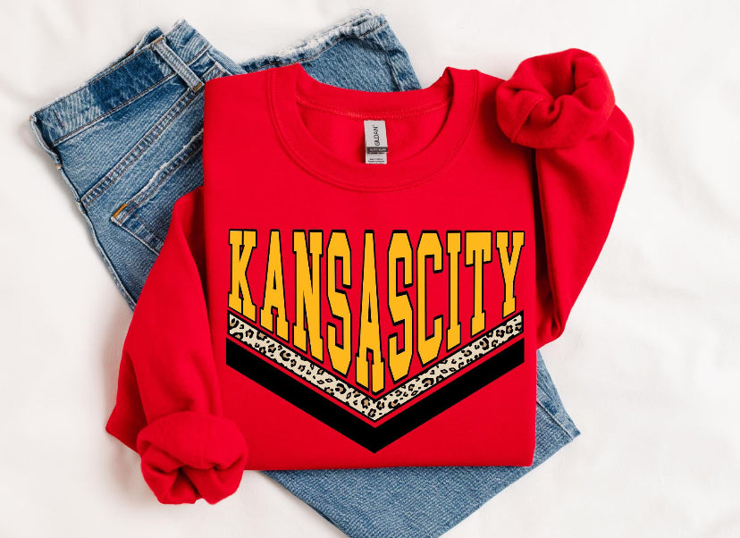 Kansas City Leopard Chevron Crewneck