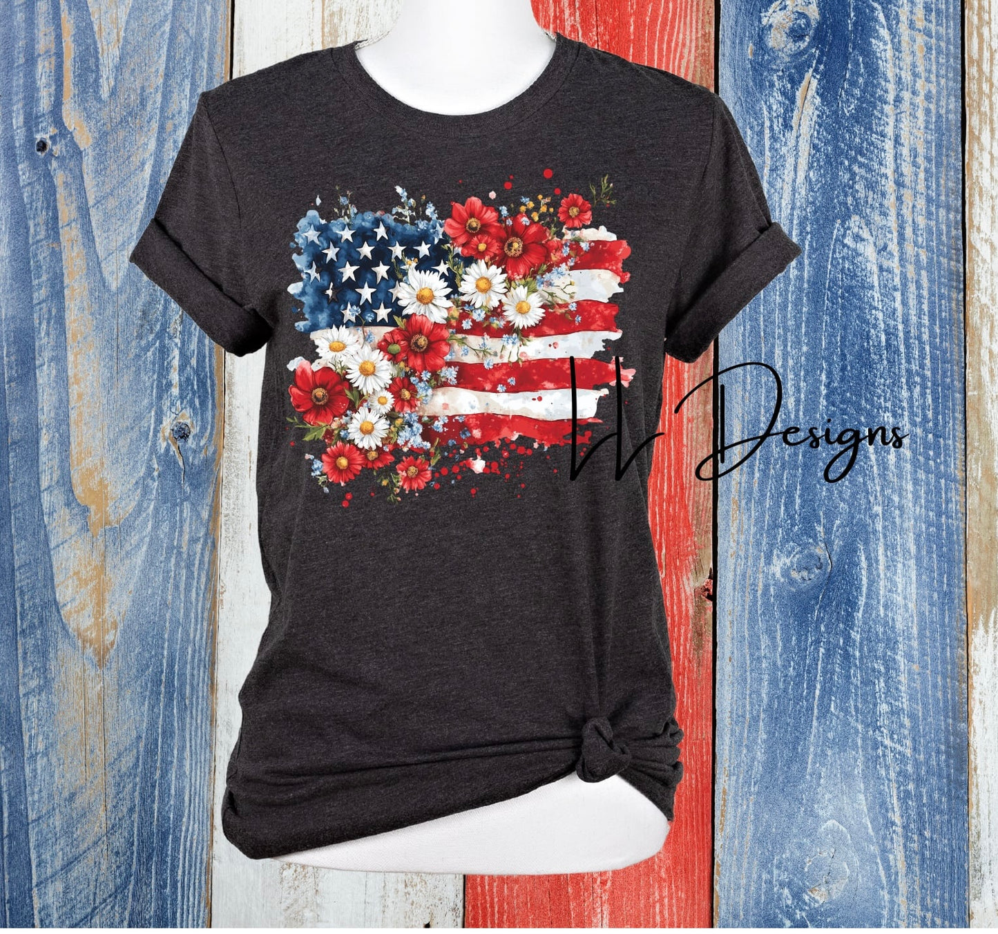 USA Floral Flag Tee