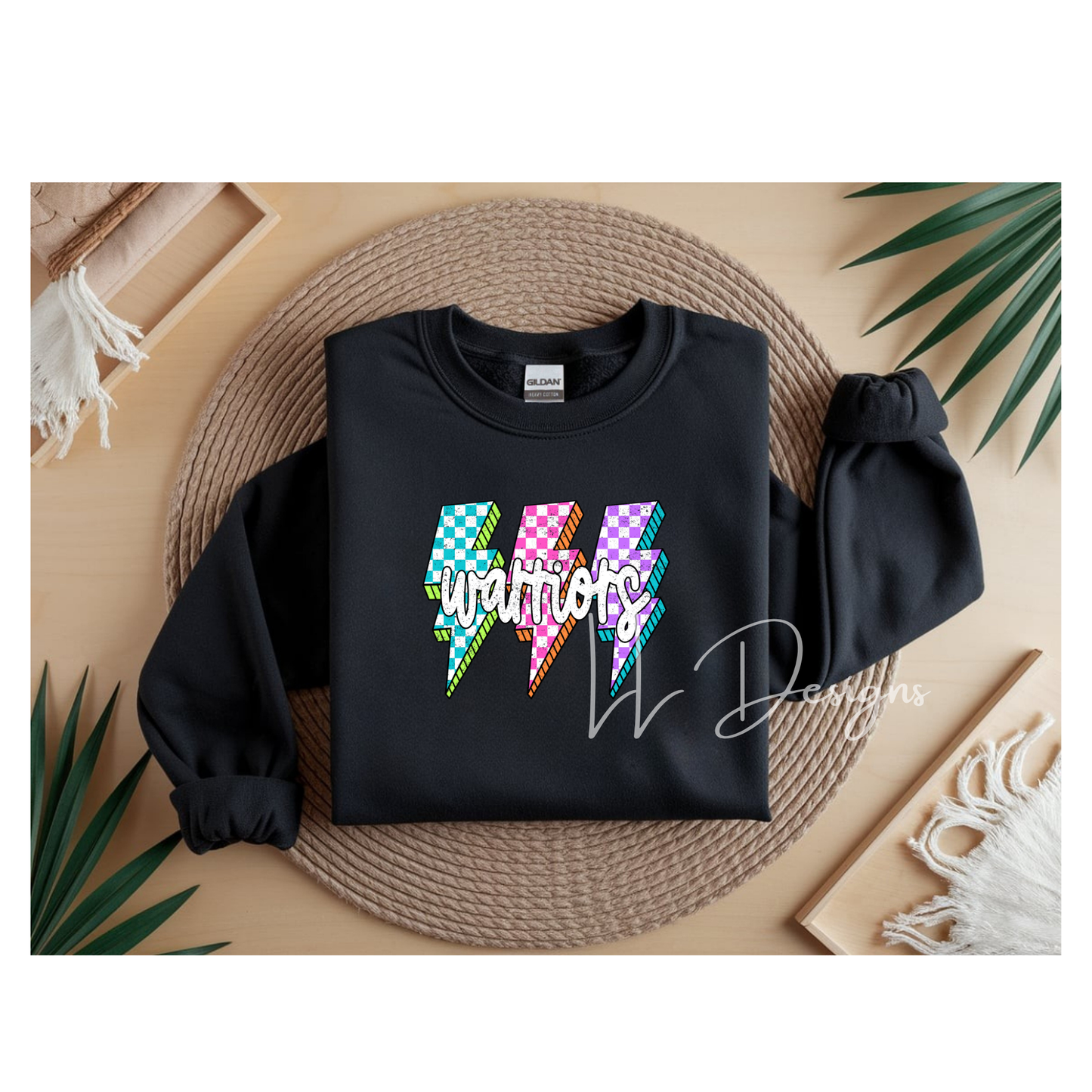 Color Pop “Warriors” Bolt Design – Youth & Adult | Tee, Hoodie, or Crewneck