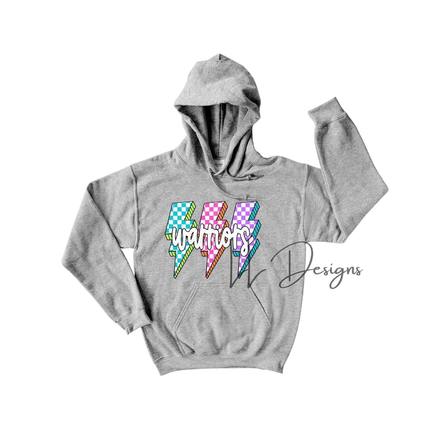Color Pop “Warriors” Bolt Design – Youth & Adult | Tee, Hoodie, or Crewneck