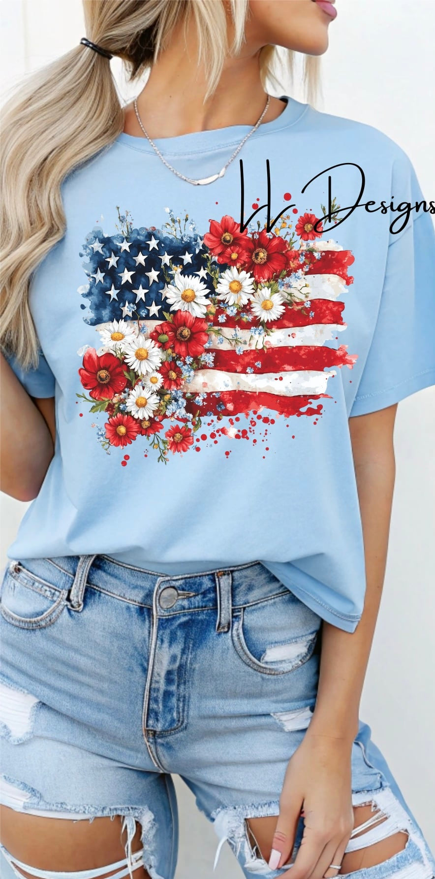 USA Floral Flag Tee