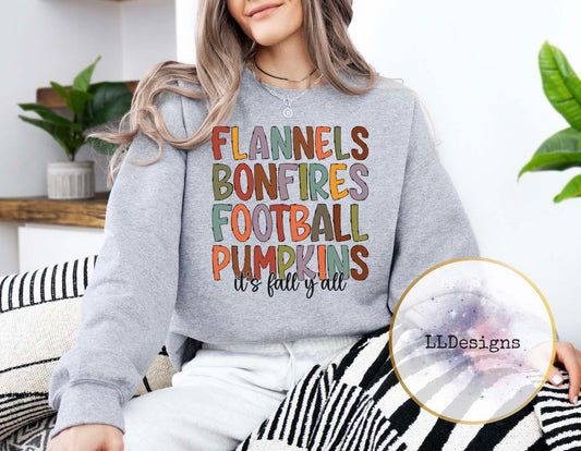 Flannels Bonfires Football Pumpkins