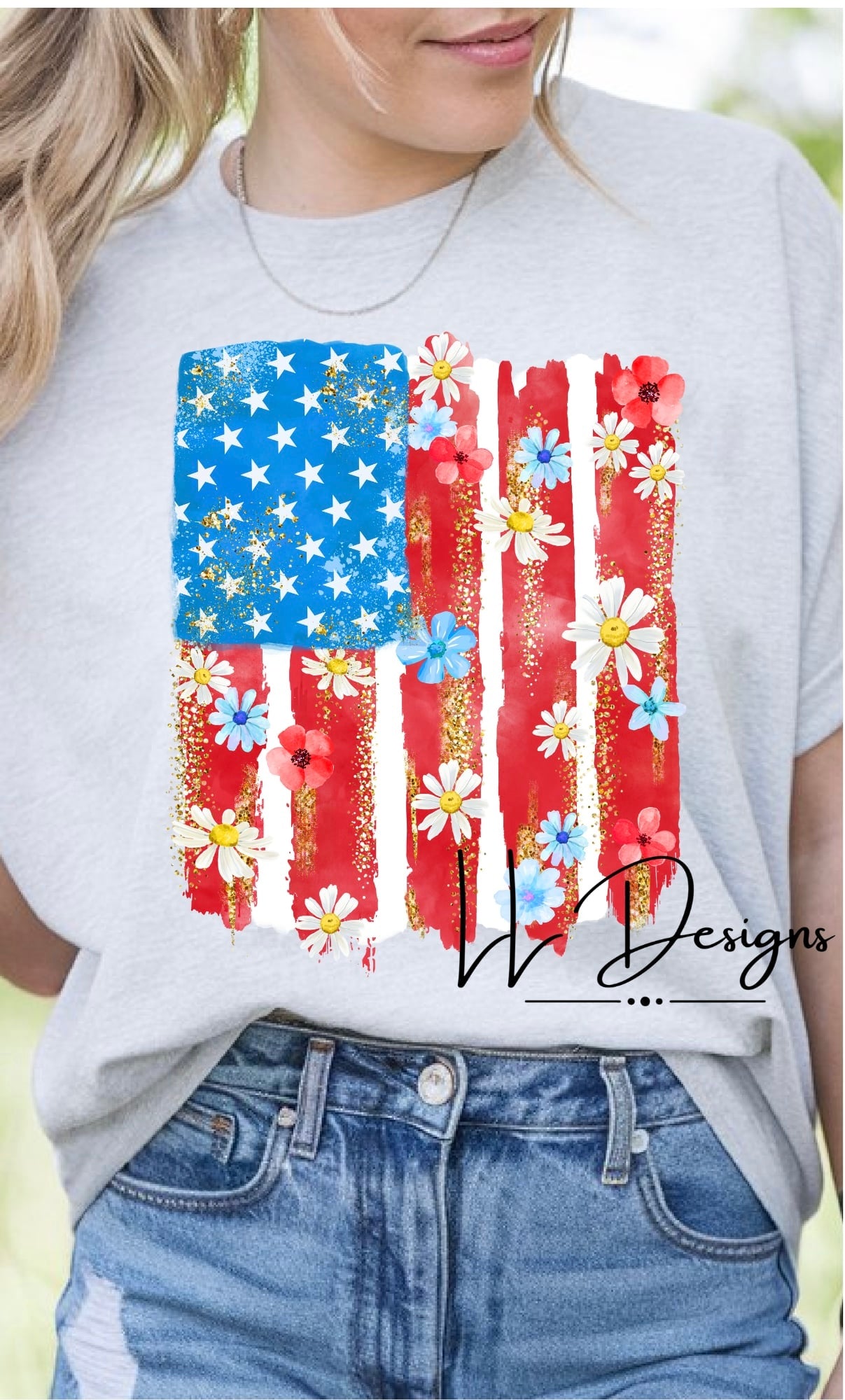 Floral American Flag Graphic Tee