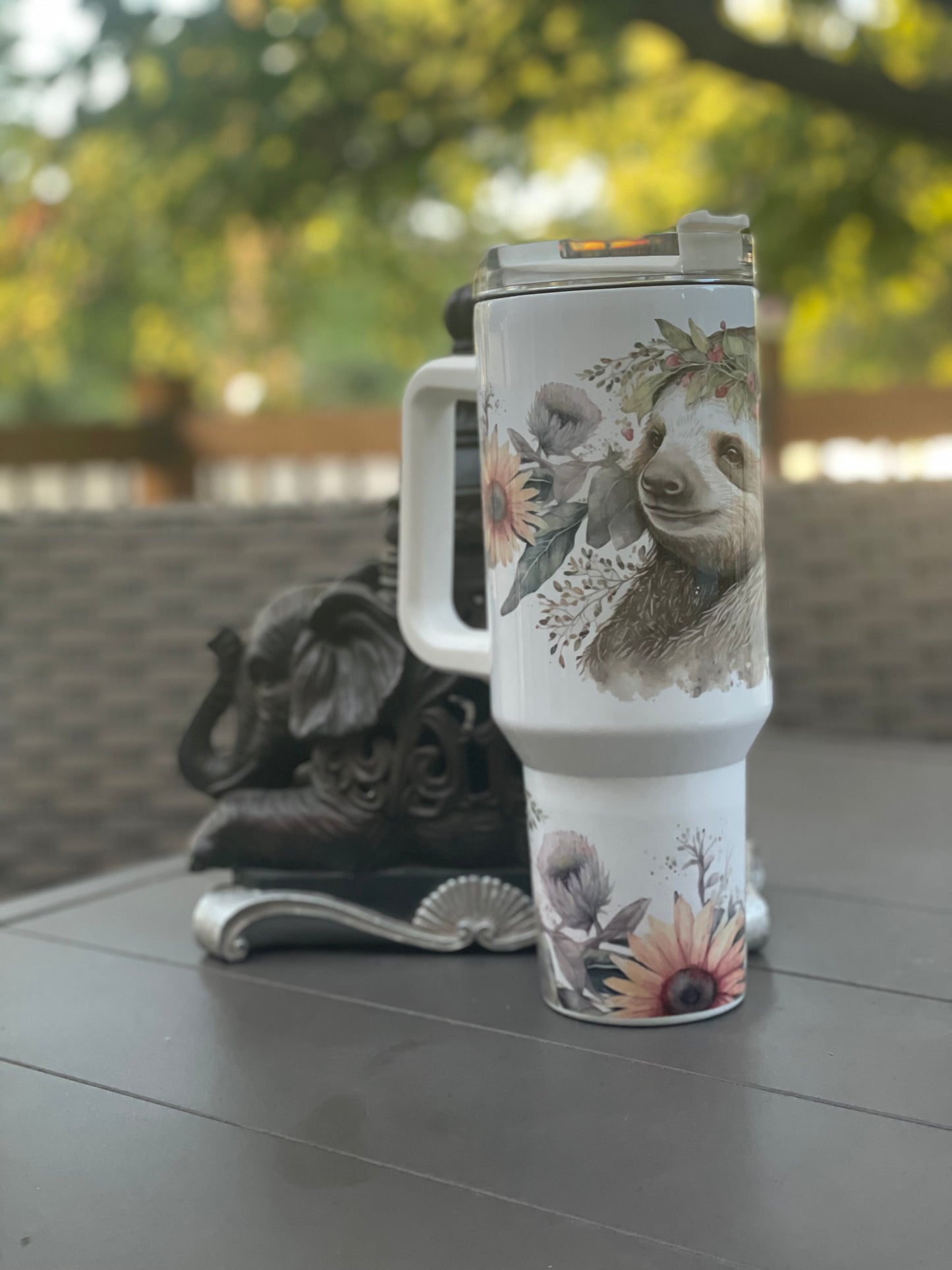 Floral Sloth 40oz Tumbler