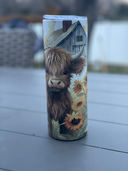 Sunflower Barn Cow Tumbler