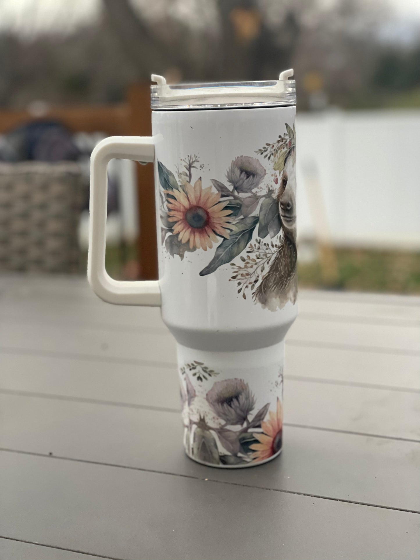 40oz Floral Sloth