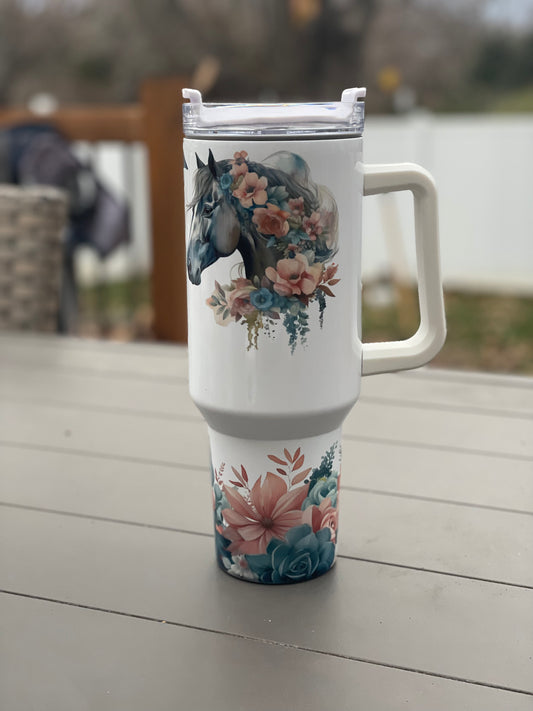 Floral Horse Tumbler