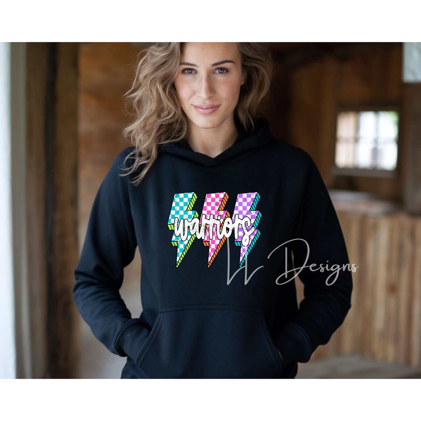 Color Pop “Warriors” Bolt Design – Youth & Adult | Tee, Hoodie, or Crewneck