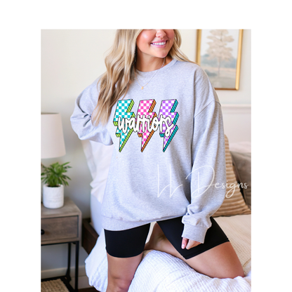 Color Pop “Warriors” Bolt Design – Youth & Adult | Tee, Hoodie, or Crewneck