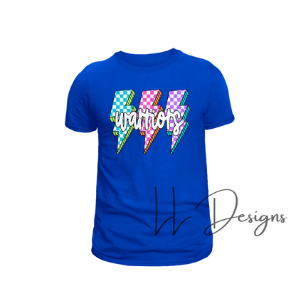 Color Pop “Warriors” Bolt Design – Youth & Adult | Tee, Hoodie, or Crewneck